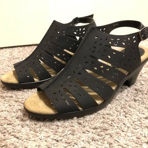 Black Criss Cross Heeled Sandals